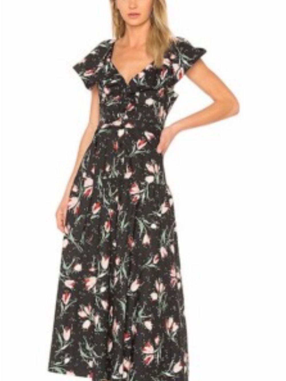 REBECCA TAYLOR size 4 Dress Ikat Tulip Poplin Midi Button Up